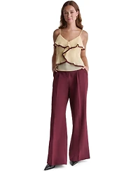 Bcbg Women's V-Neck Ruffle Front Contrast Trim Tank