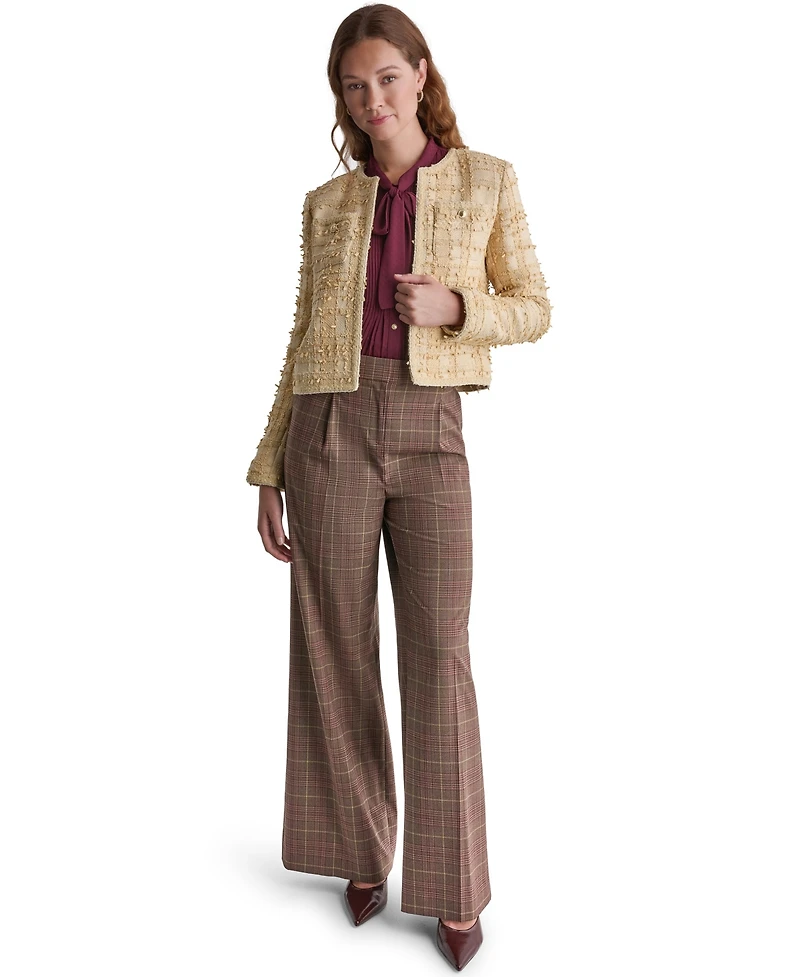 Bcbg Women's Cropped Plaid Shoulder-Pad Jacket