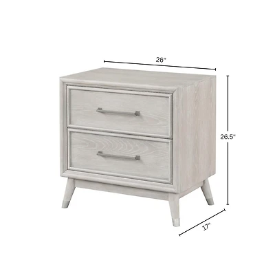 Roundhill Furniture Seluna 2-Drawer Bedroom Nightstand with built-in Usb port