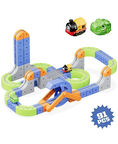 Contixo MT4 Motorized Rechargeable Magnetic Track 91-Piece Building Set, Ages 3+