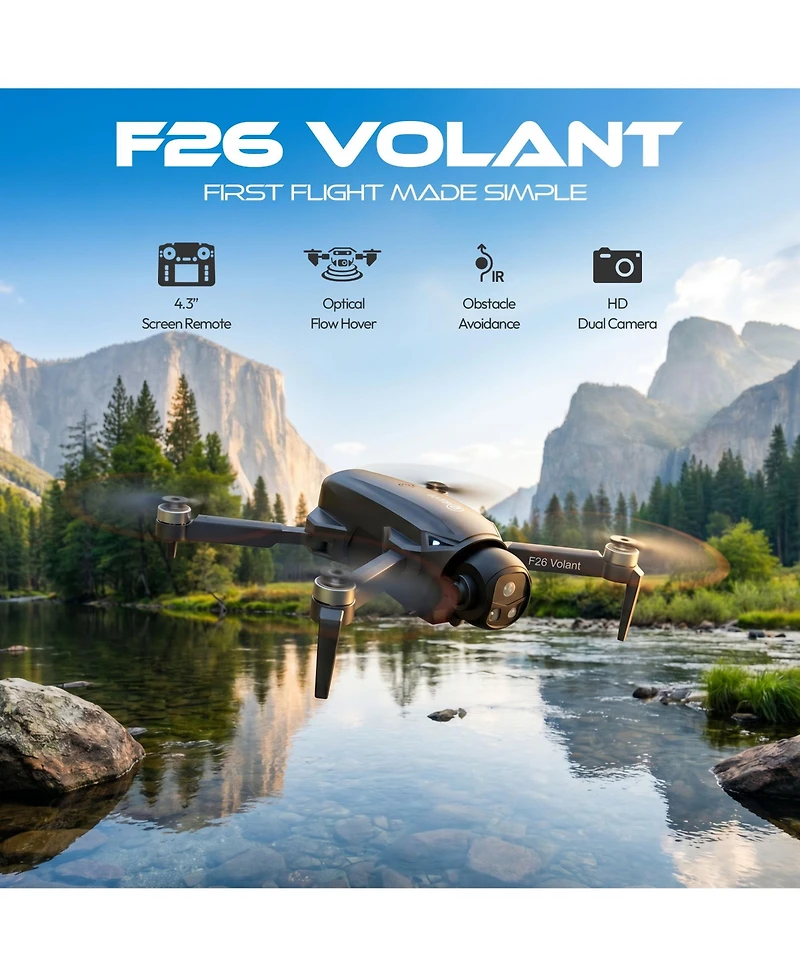 Contixo F26 Volant Fpv Drone, 2 Batteries with 18 Min Flight Each, 4.3" Screen Controller, Optical Flow, 4-Sided Obstacle Avoidance, Ages 14+