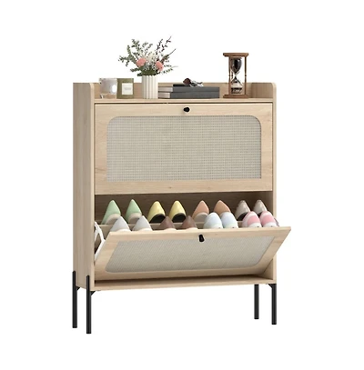 Slickblue Shoe Cabinet with Adjustable Removable Shelves for Flexible Storage