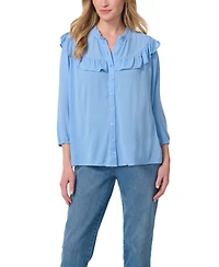 Gloria Vanderbilt Women's Nia Peasant 3/4-Sleeve Cascading-Ruffles Blouse