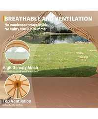 Maxsa Canvas Bell Tent with Stove Jack, 4-Season Glamping Yurt Tent with Pvc Floor, Mesh Windows, Roof Vent
