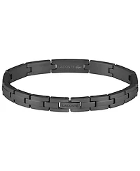 Lacoste Men's Stencil Black Ip Stainless Steel with Green Enamel Crocodile Bracelet