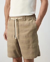 Mango Men's Check Linen-Blend Straight-Fit Bermuda Shorts, 8.54" Inseam