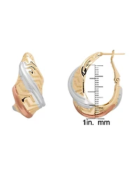 Macy's Tri-Color Greek Key Design Hoop Earrings
