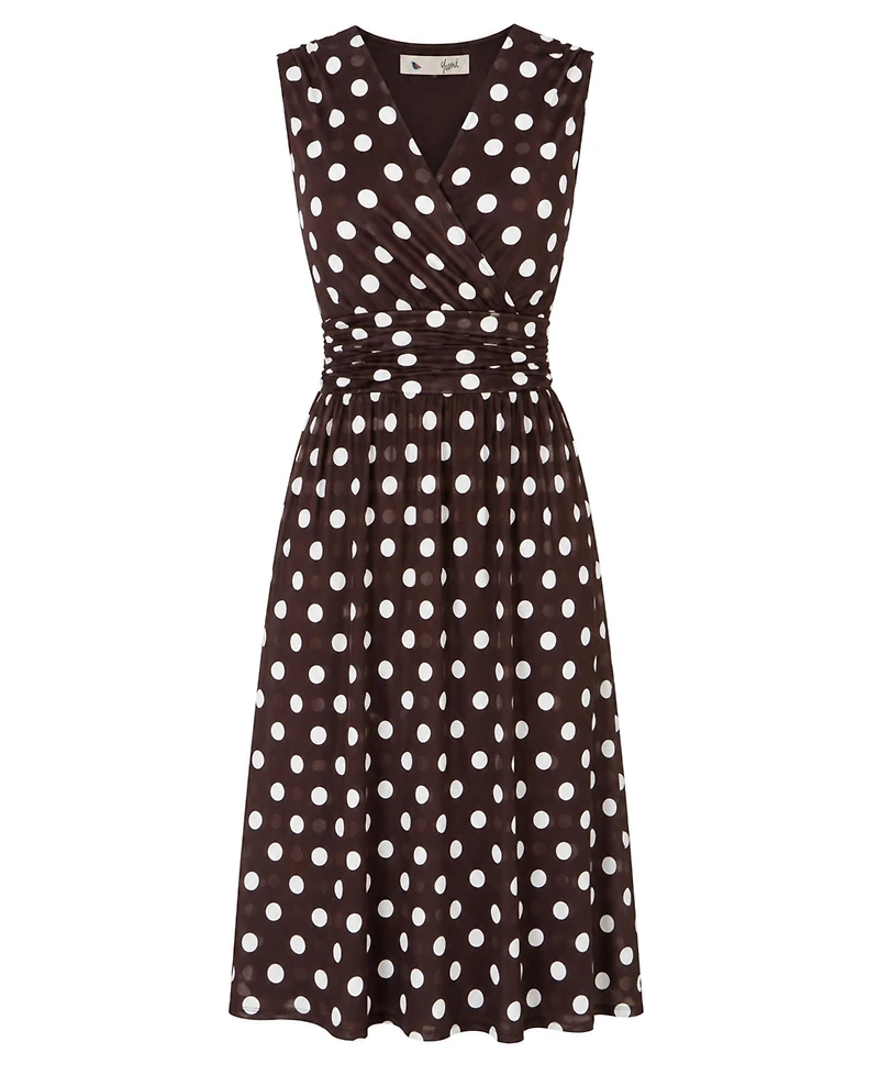 Yumi Women's Polka Dot Mesh Wrap Skater Dress