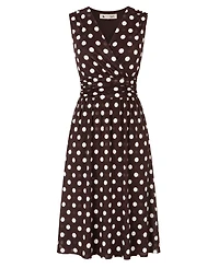 Yumi Women's Polka Dot Mesh Wrap Skater Dress