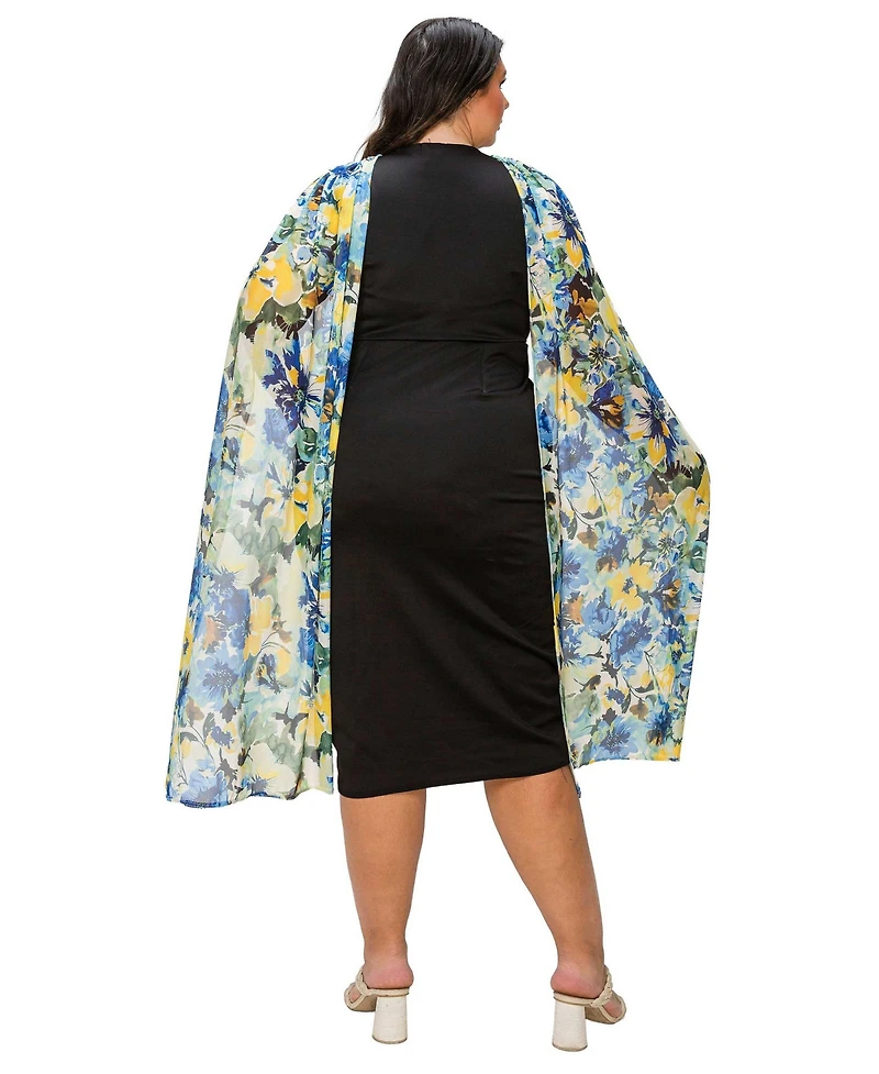 L I V D Plus Evolette Floral Cape Dress