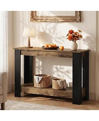 Tribesigns 41" Industrial Console Table for Entryway, 2-Tier Narrow Sofa Table with Wood Finish, Modern Farmhouse Accent Furniture