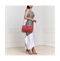 Pre-Owned Fendi Women's Large Claudia Pequin Embossed Leather Shoulder Bag
