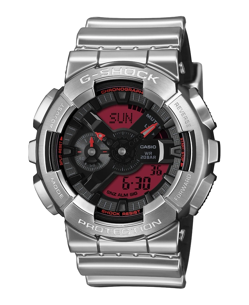 G-Shock Men's Analog Digital Silver-Tone Silicone Watch 48.8mm