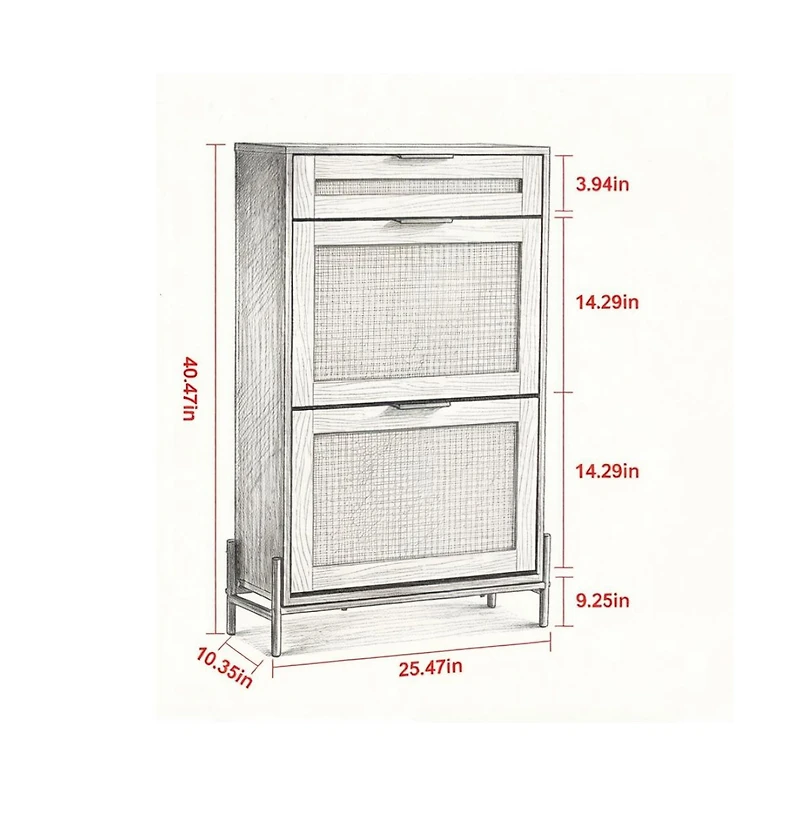 Slickblue Entryway Shoe Cabinet with 2 Flip-Top Drawers and Compact Storage