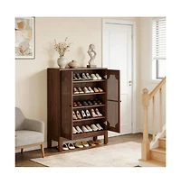 Slickblue 2 Door Mdf Shoe Storage Cabinet with Louvered Front Panels