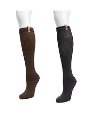Muk Luks Women's Studio Socks 2 Pair Pack Slouched Socks