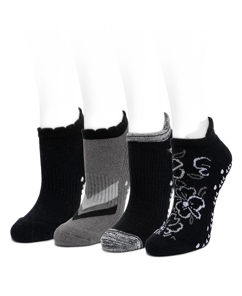 Muk Luks Women's Studio Socks 4 Pair Pack Low Cut Ankle Cotton Socks