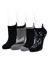 Muk Luks Women's Studio Socks 4 Pair Pack Low Cut Ankle Cotton Socks