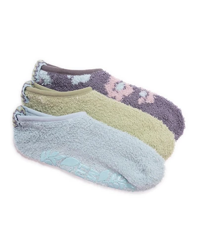 Muk Luks Women's 3 Pair Pack Low Cut Cozy Footie Socks