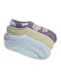 Muk Luks Women's 3 Pair Pack Low Cut Cozy Footie Socks