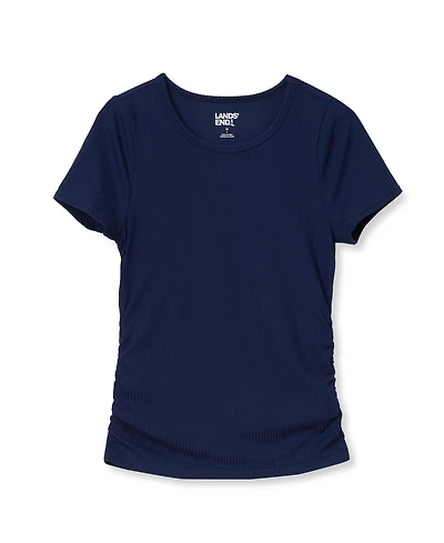 Lands' End Girls Short Sleeve Active Ribbed Tee