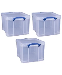 Really Useful Box 32 Liter Storage Container w/Snap Lock Handles, 6 Pack, Clear