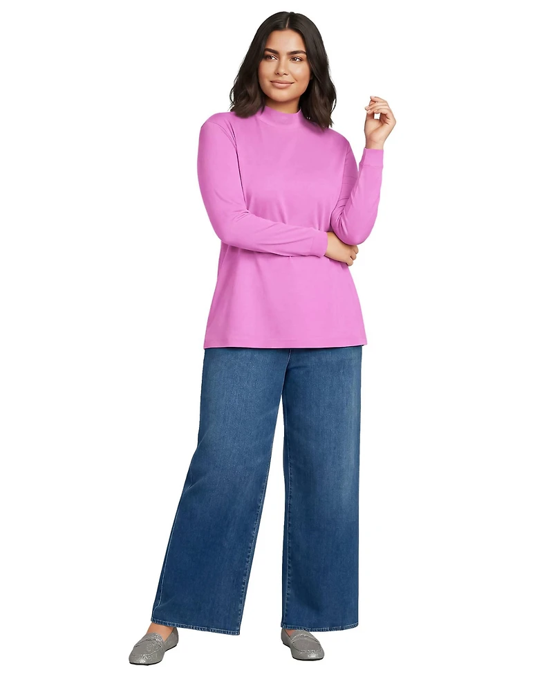 Lands' End Plus Relaxed Cotton Long Sleeve Mock Turtleneck