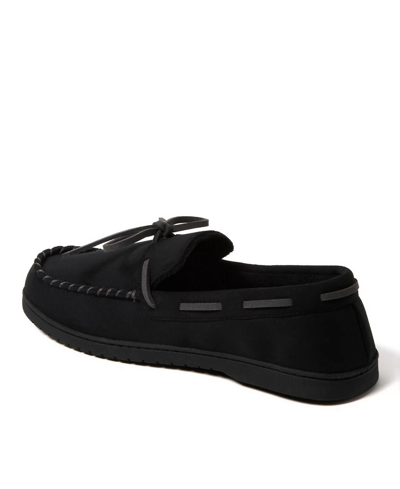 Dearfoams Men's Toby Moccasin Slipper with Tie
