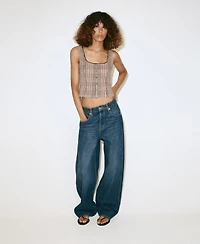 Mango Women's Checkered Cotton Top