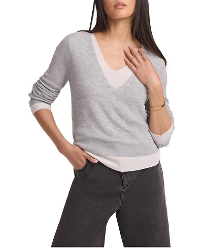 Mint Velvet Women's Long-Sleeve V-Neck Layered Knit Top