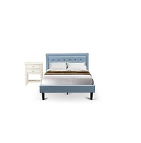 East West Furniture FN11F-1VL0C 2-Piece Platform Full Size Bedroom Set with 1 Mid Century Bed and a Bedroom Nightstand