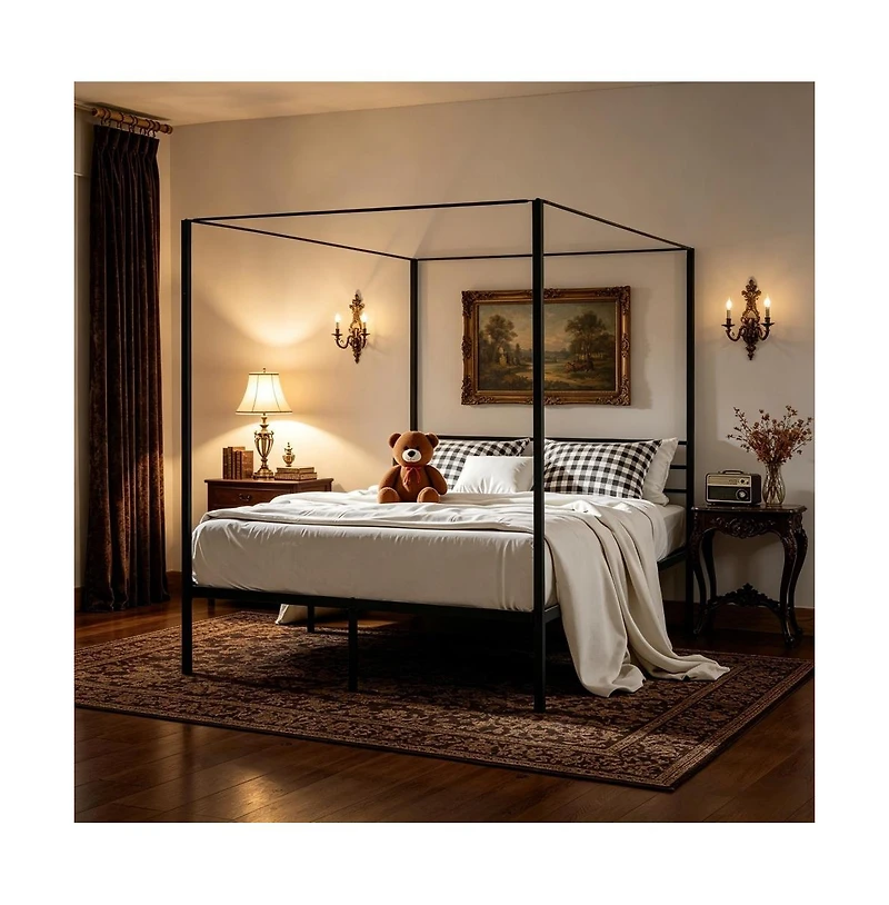 Slickblue Metal Canopy Bed Frame for Bedroom Decor