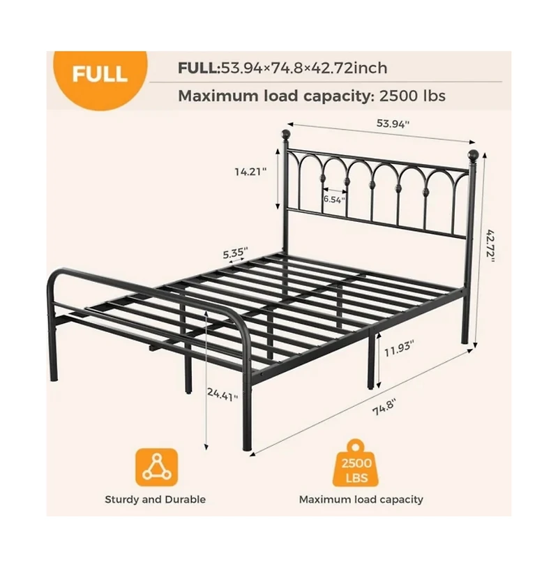 Slickblue Metal Platform Bed Frame with Steel Slats and Underbed Storage