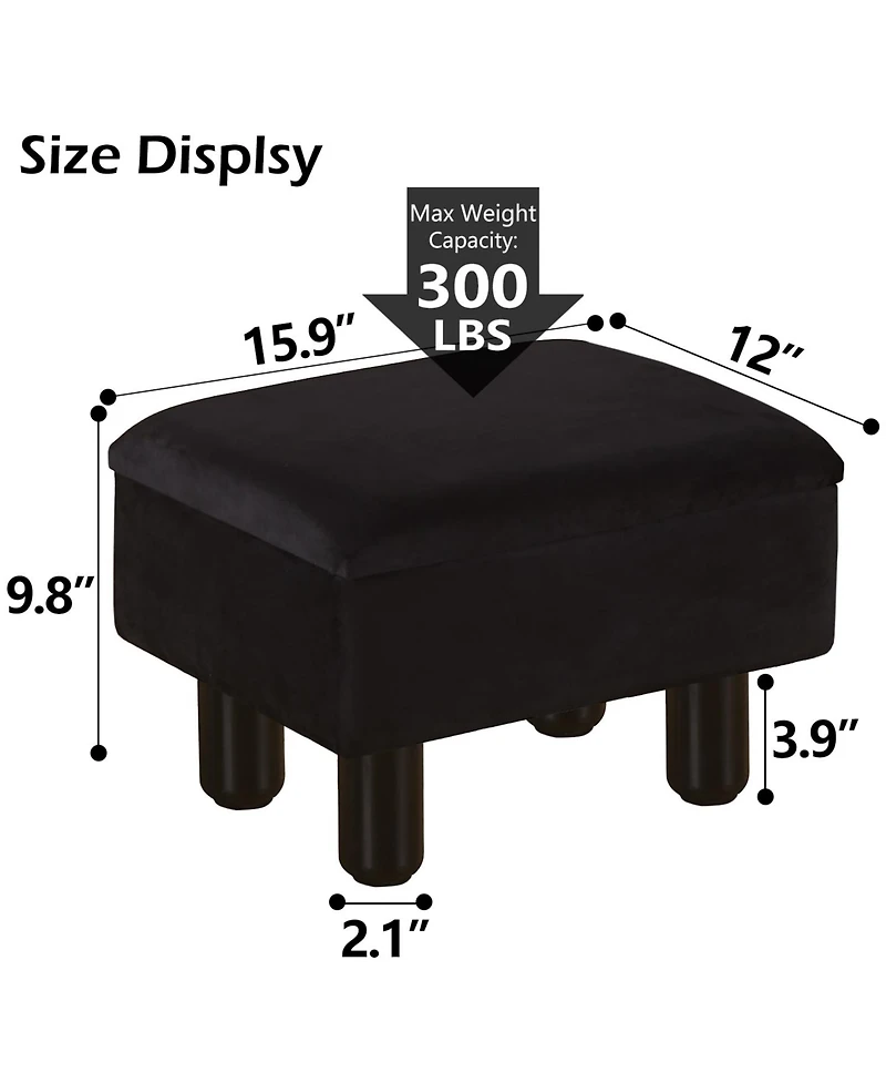 Slickblue Modern Storage Ottoman Footrest with Solid Wood Legs