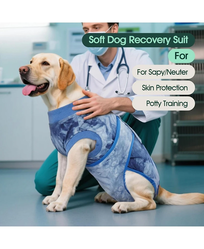 Soft Cotton Recovery Bodysuit for Dogs, Post-Surgery Protective Suit with Anti-Lick Design