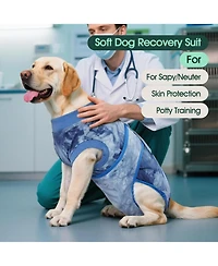 Soft Cotton Recovery Bodysuit for Dogs, Post-Surgery Protective Suit with Anti-Lick Design