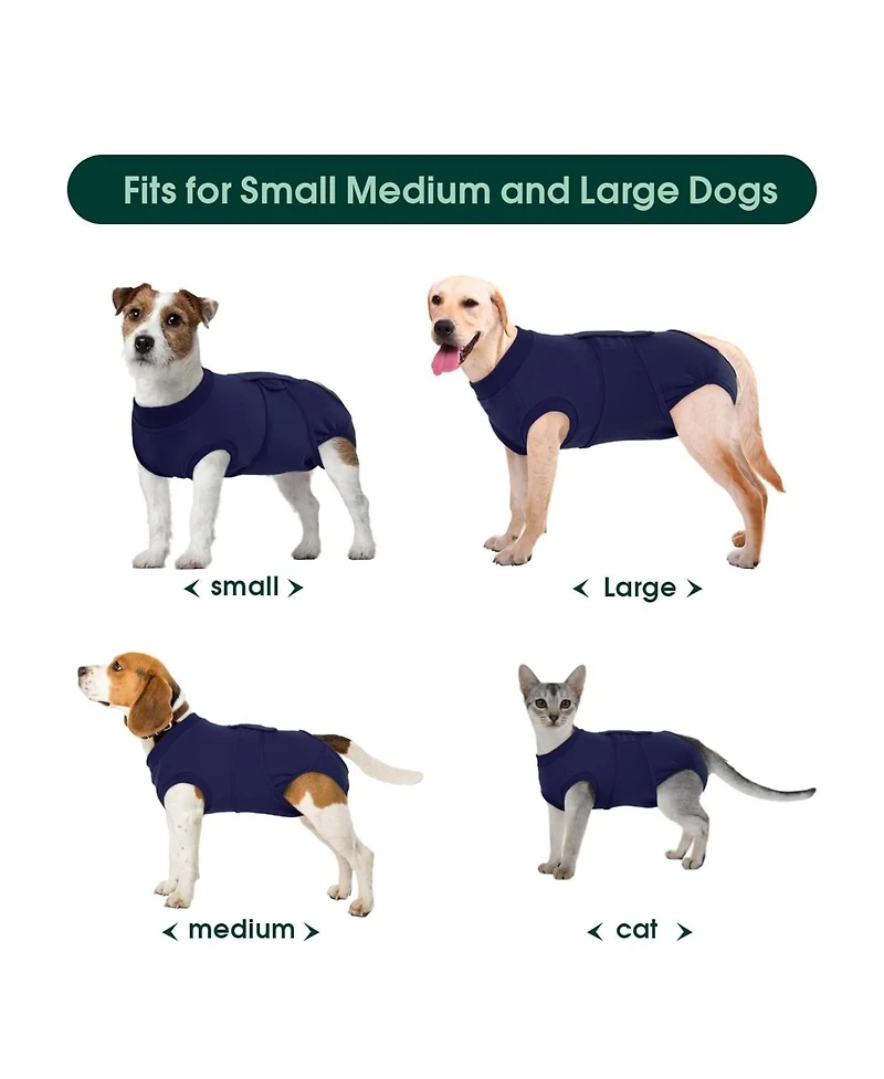 Cotton-Blend Post-Surgery Recovery Bodysuit Onesie for Dogs