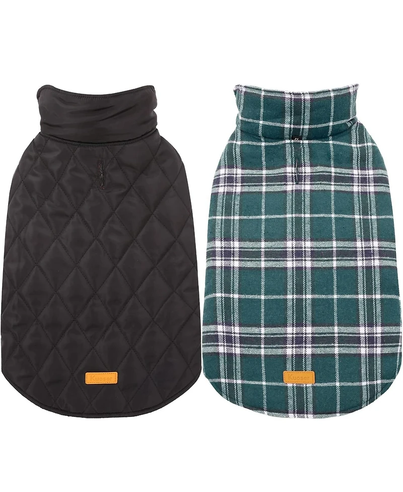 Reversible Waterproof Fleece-Lined Dog Jacket with Leash Access | Cold Weather Coat for Medium Dogs