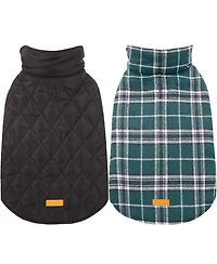 Reversible Waterproof Fleece-Lined Dog Jacket with Leash Access | Cold Weather Coat for Medium Dogs