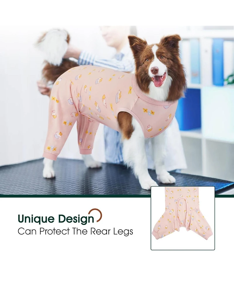 Soft Recovery Onesie Surgical Suit with Rear Leg Sleeve and Abdominal Coverage for Dogs