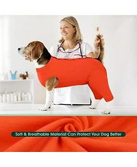 Soft Recovery Suit with Rear Leg Sleeve and Abdominal Cover for Post-Surgical Dog Care