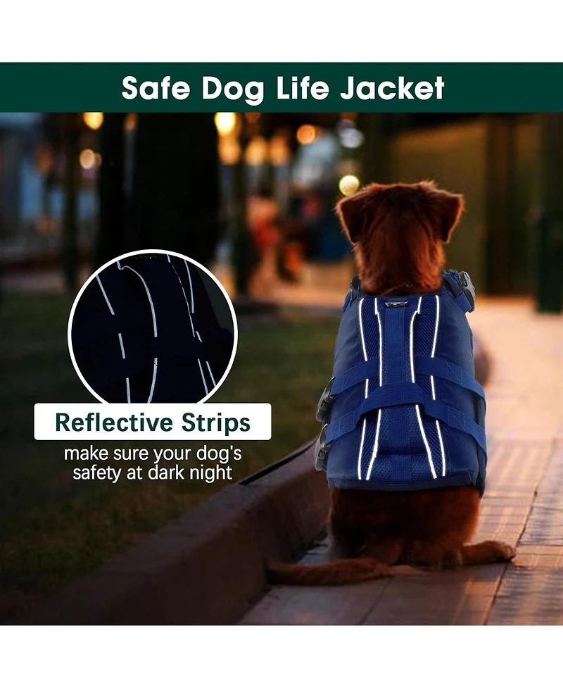 High-Flotation Ripstop Reflective Safety Life Vest for Dogs with Rescue Handle