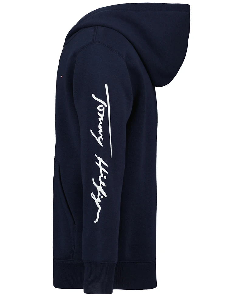 Tommy Hilfiger Boys' 8-20 Signature Full Zip Kangaroo-Pocket Cotton-Polyester Blend Hoodie