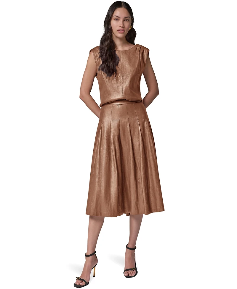 Donna Karan New York Women's Pleated A-Line High-Waisted Skirt