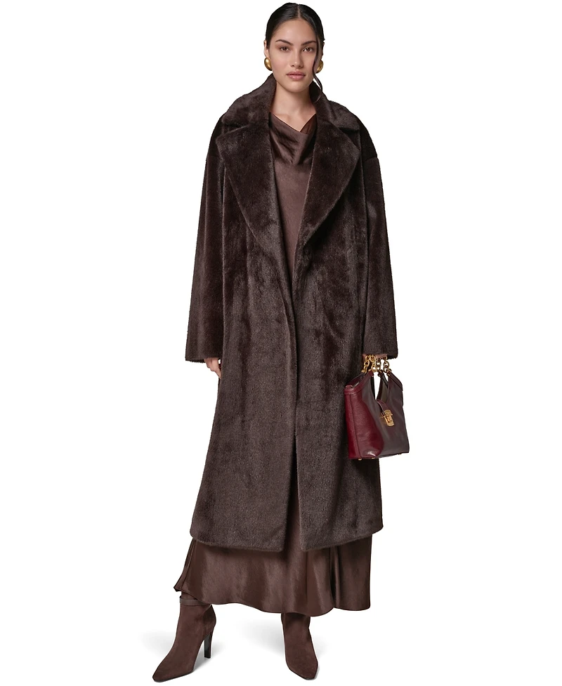 Donna Karan New York Women's Faux Fur Belted Coat
