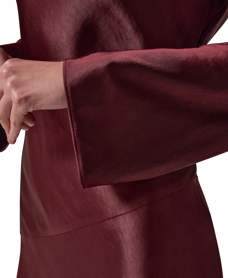 Donna Karan New York Women's Satin Cowl Neck A-Line Dress