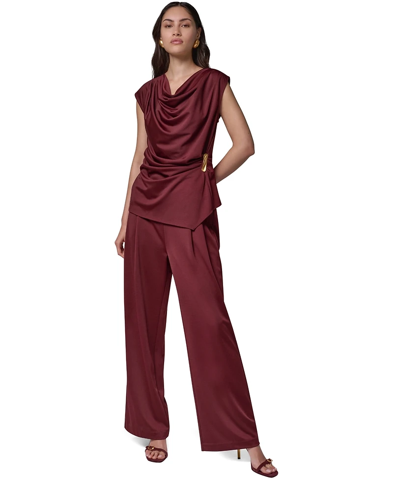 Donna Karan New York Women's Cowl Neck Draped Sleeveless Blouse