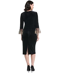 Jessica Howard Petite Velvet Jewel Neck 3/4-Sleeve Midi Dress