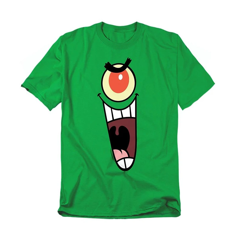 SpongeBob SquarePants Men's Plankton Sinister Face Graphic Classic-Fit T-Shirt
