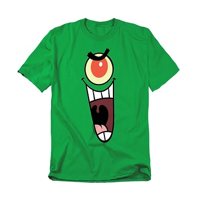 SpongeBob SquarePants Men's Plankton Sinister Face Graphic Classic-Fit T-Shirt